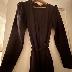 Cotton black long sleeve jumpsuit size 4